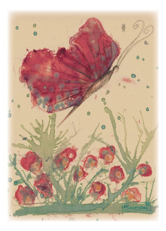 Butterfly in Poppies | card