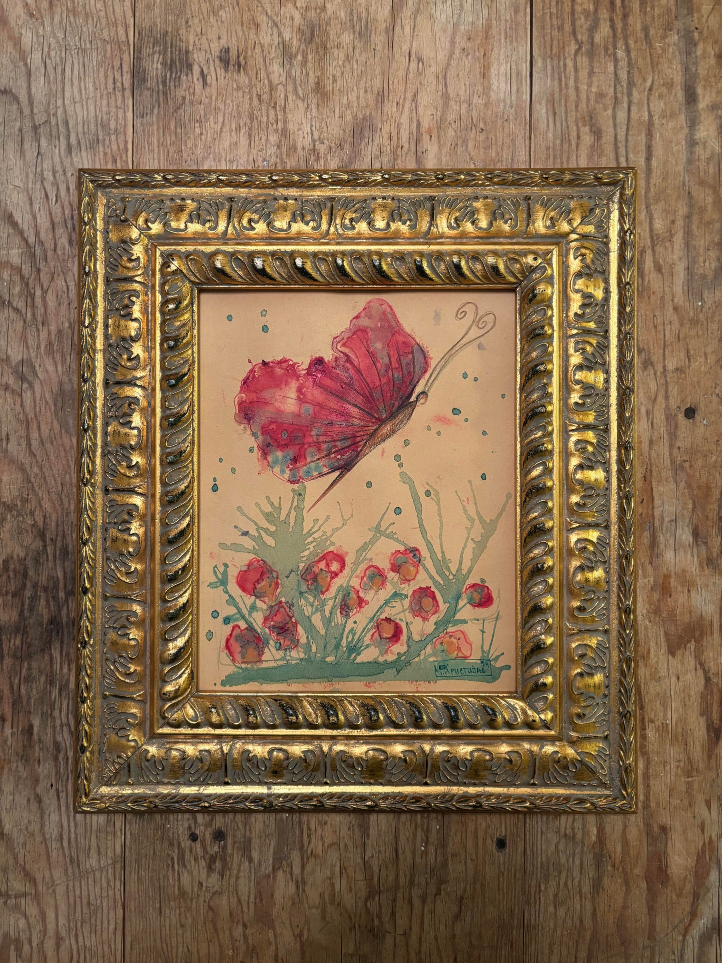 Butterfly in Field of Poppies | print