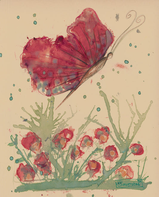 Butterfly in Field of Poppies | print