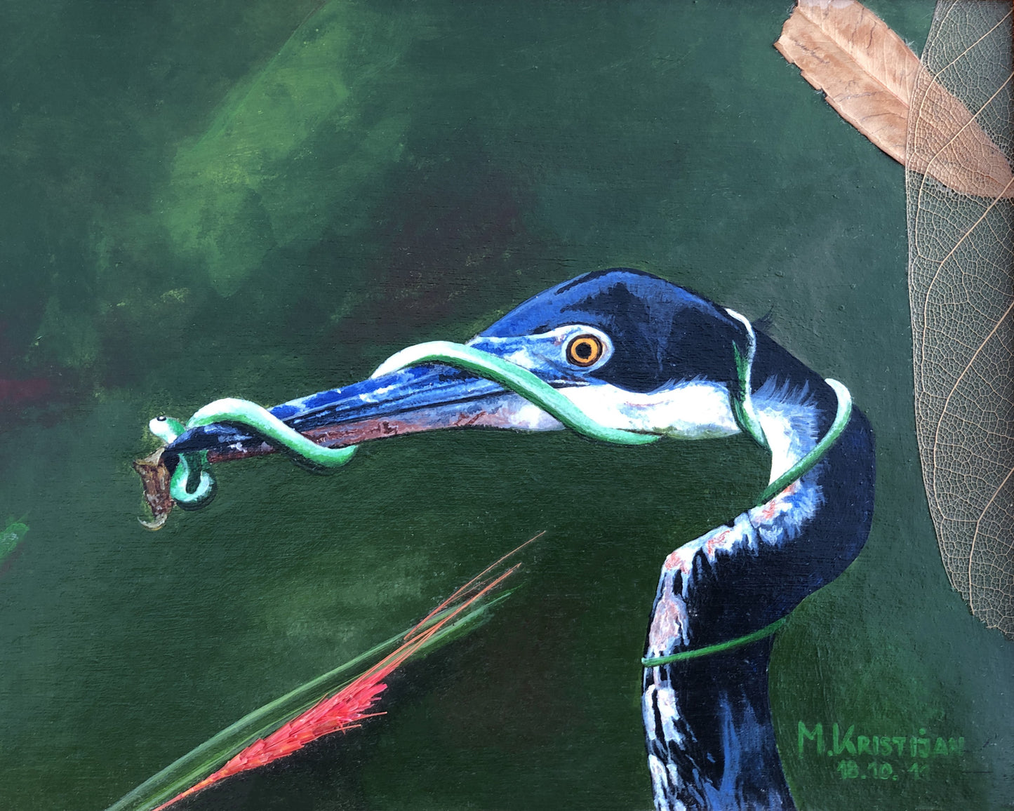 Heron with Snake | print