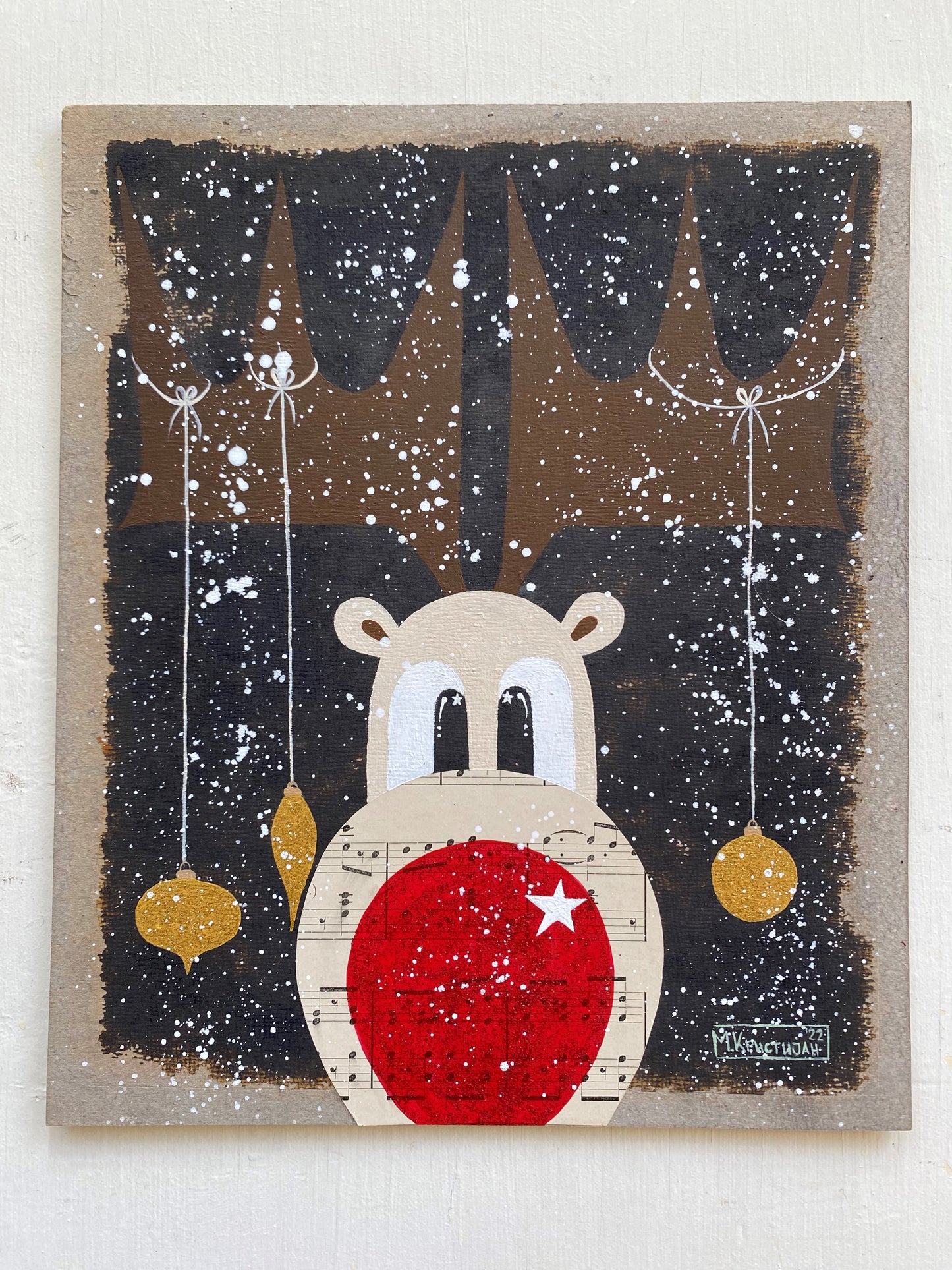 Rudolph Portrait | Gold Ornaments