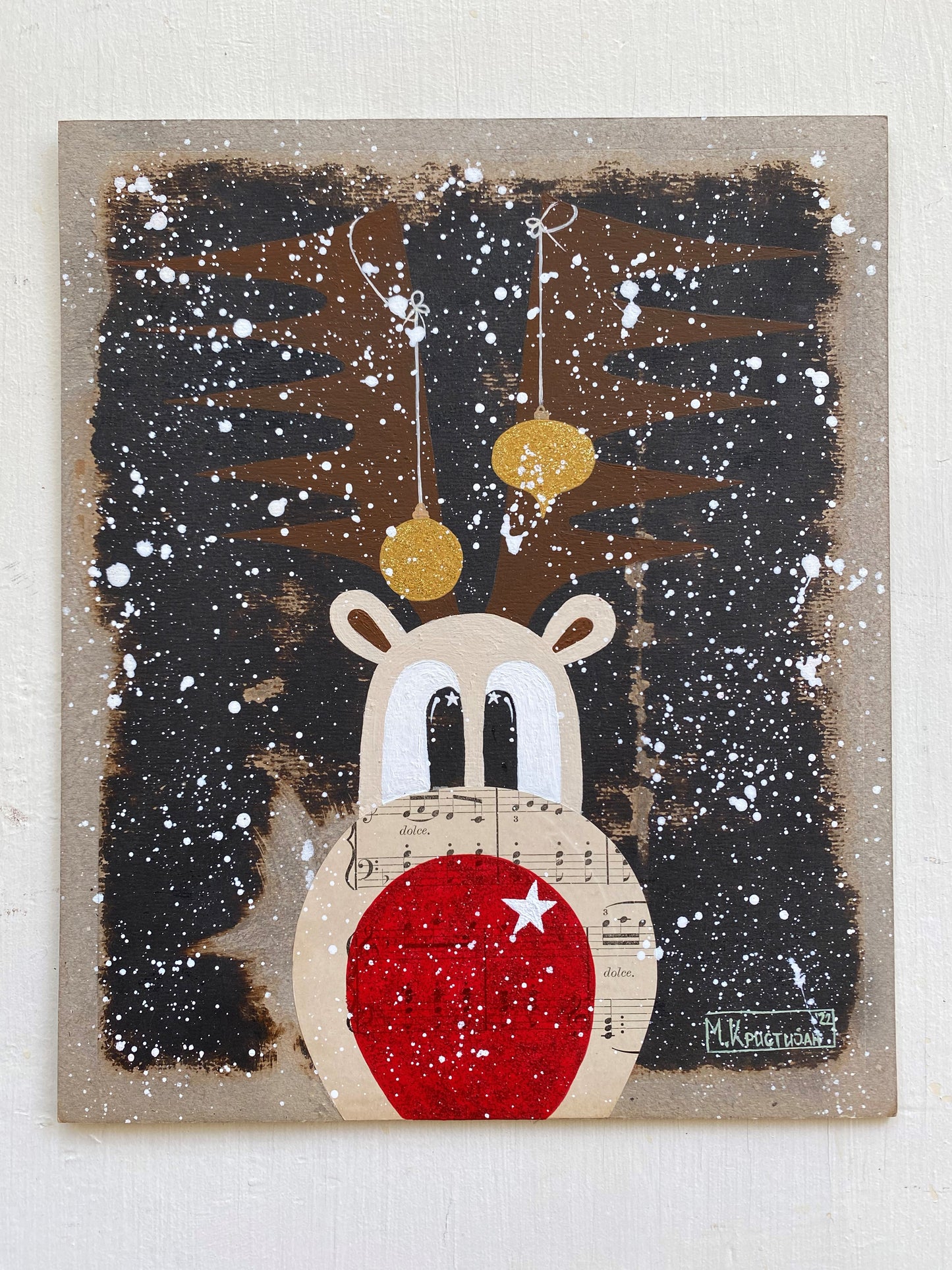 Rudolph Portrait | Gold Ornaments