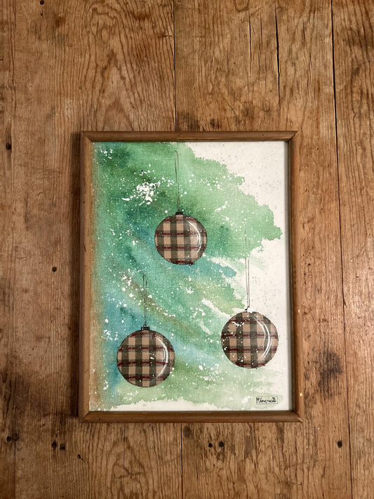 Watercolor Tree with Ornaments